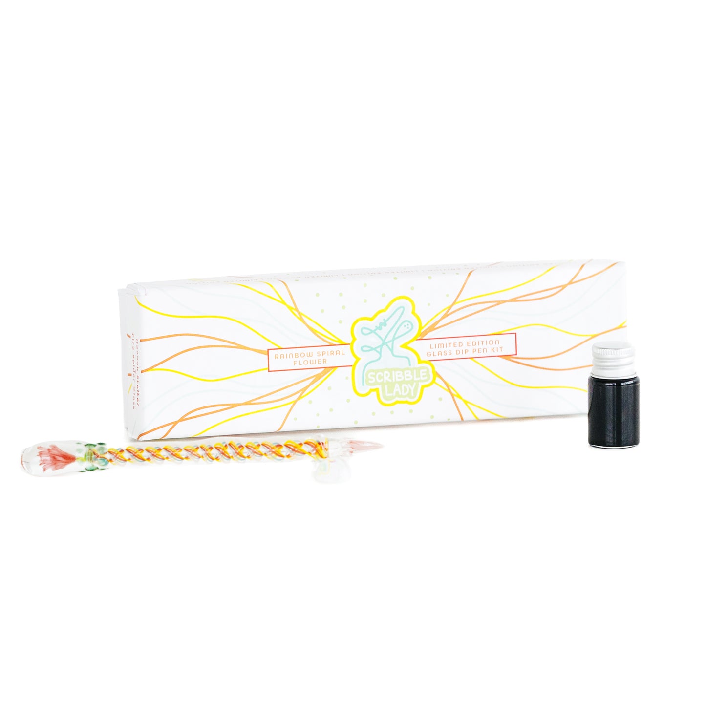 Rainbow Spiral Glass Dip Pen Kit