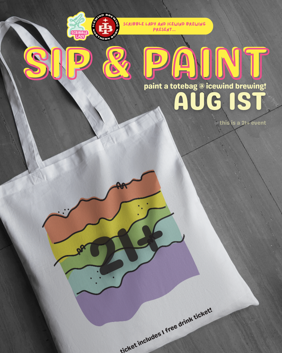Sip & Paint a Tote Bag @ Icewind Brewing (21+ Event)