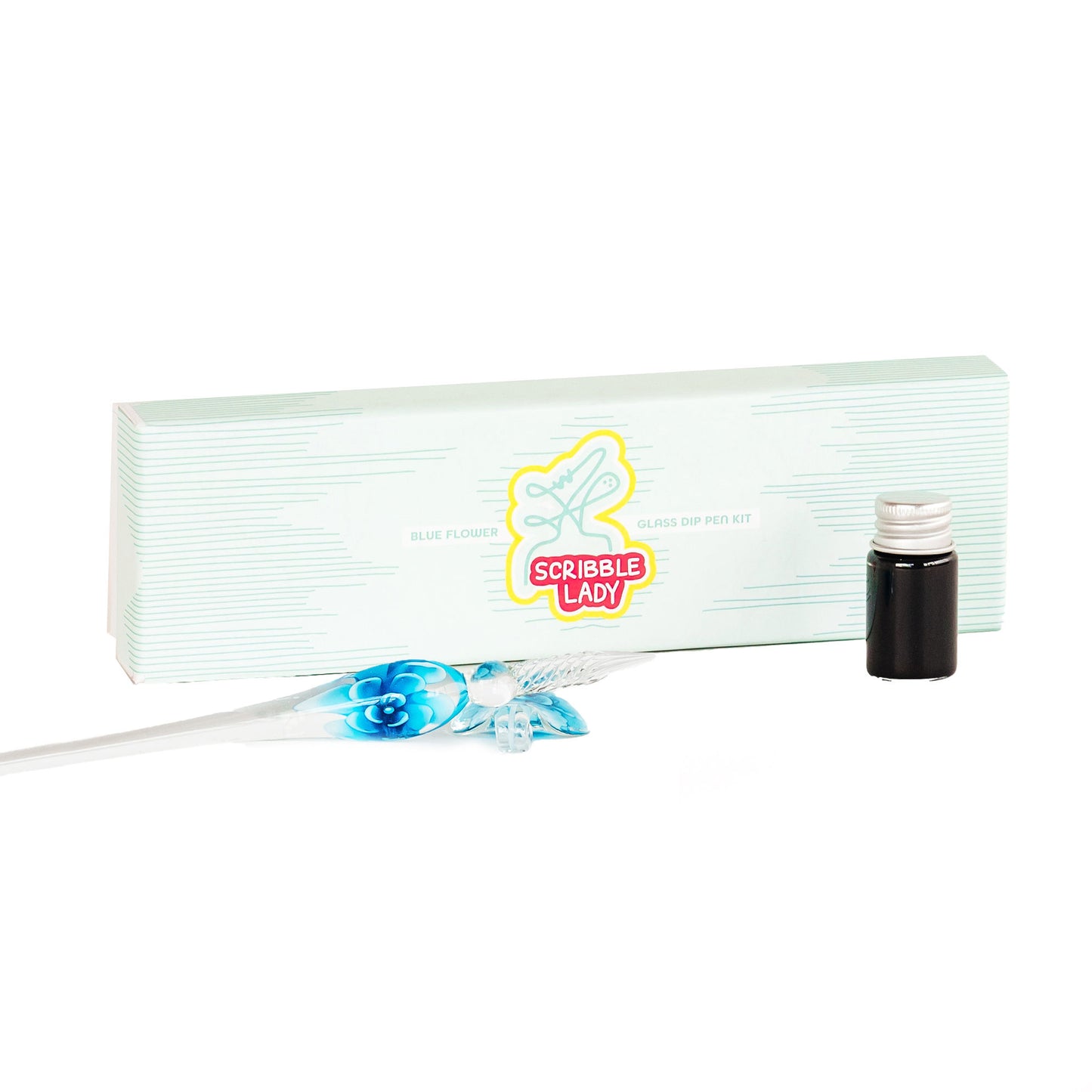 Blue Flower Glass Dip Pen Kit