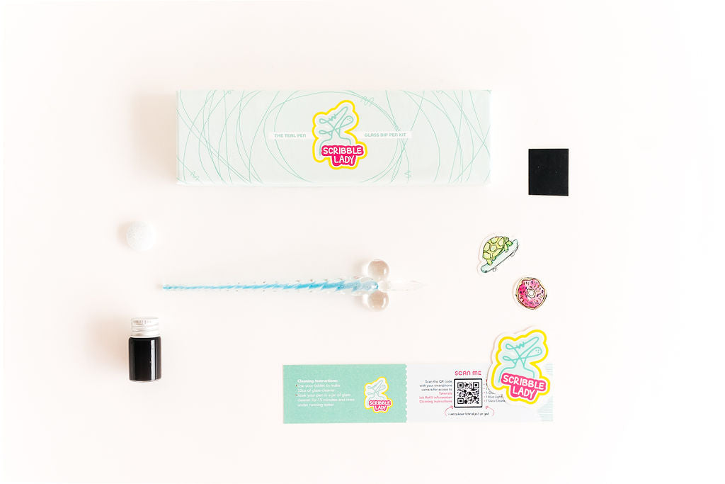 Teal Glass Dip Pen Kit