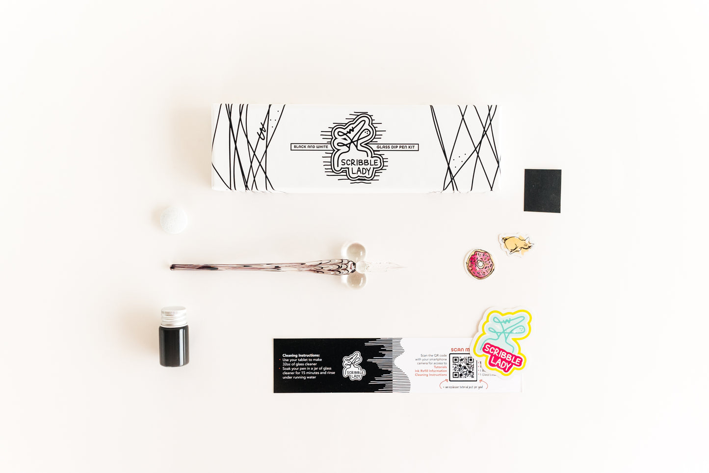 Black and White Glass Dip Pen Kit