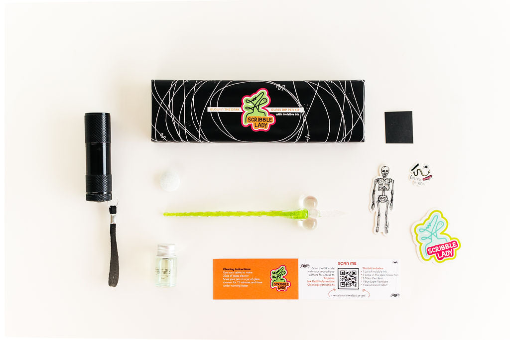 Glow in the Dark Glass Dip Pen Kit with Invisible Ink