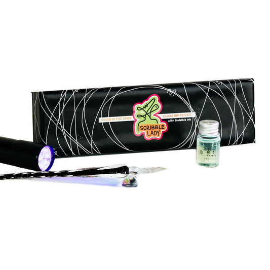 NEW Glow in the Dark Glass Dip Pen Kit with Invisible Ink
