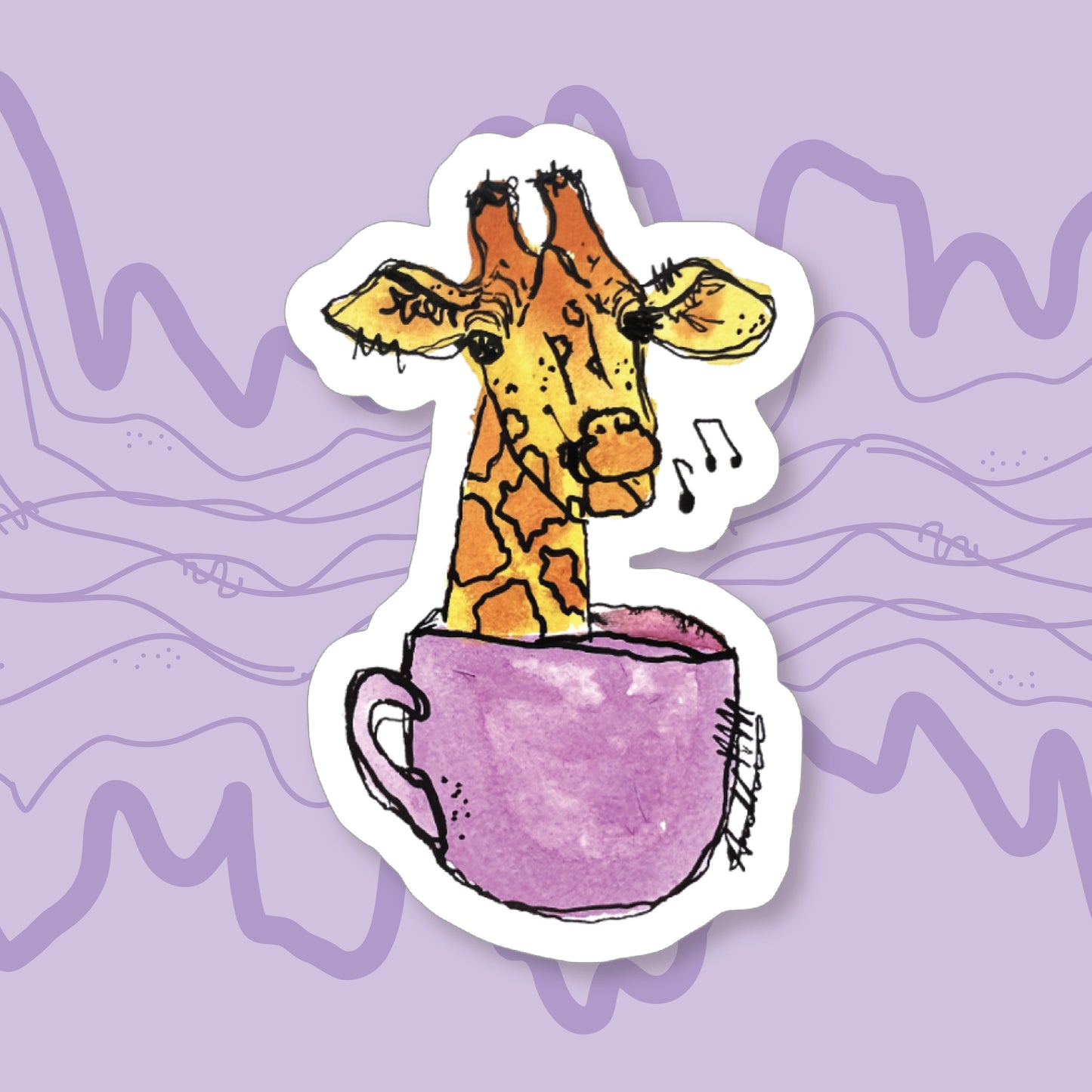 "Giraffe Singing in a Coffee Mug" Sticker