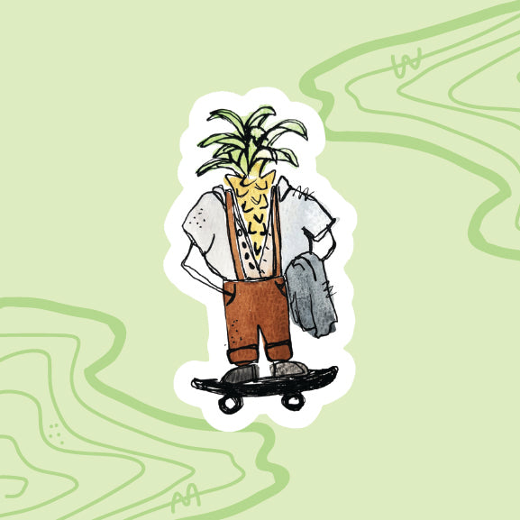 Skateboarding Pineapple Sticker