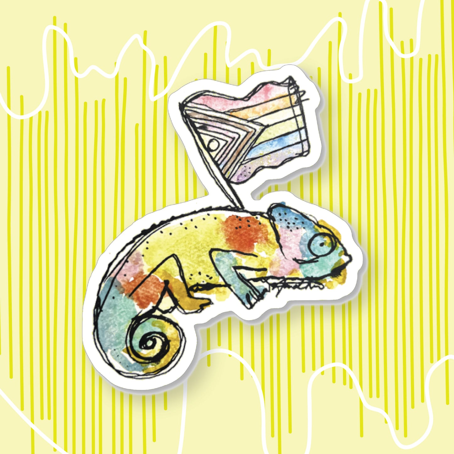 "Chameleon with a Pride Flag" Sticker
