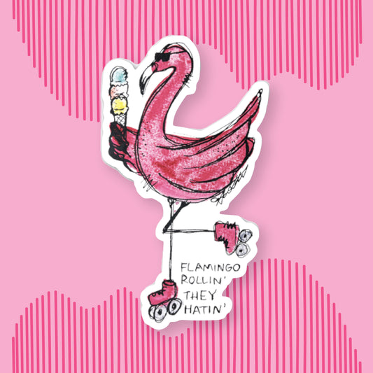 Flamingo Rollin Sticker