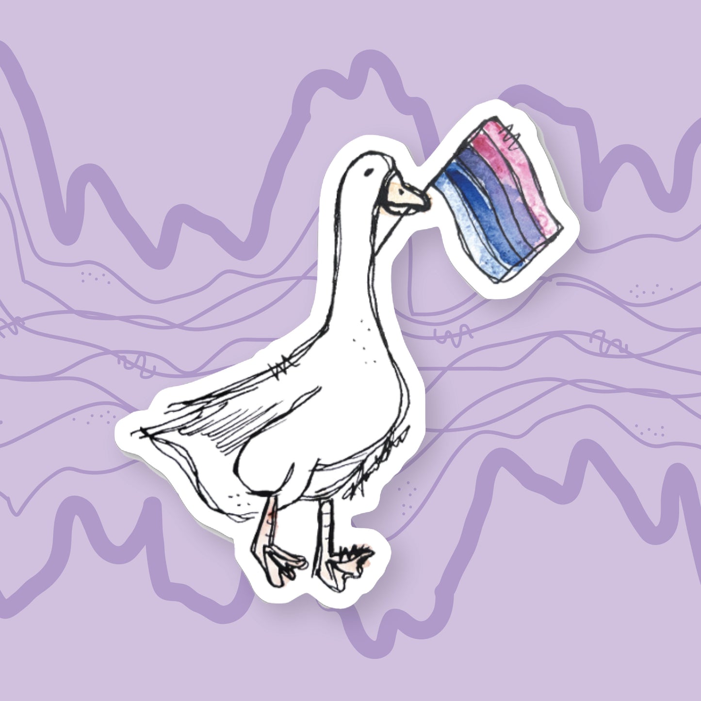 Goose with an Omnisexual Flag Sticker