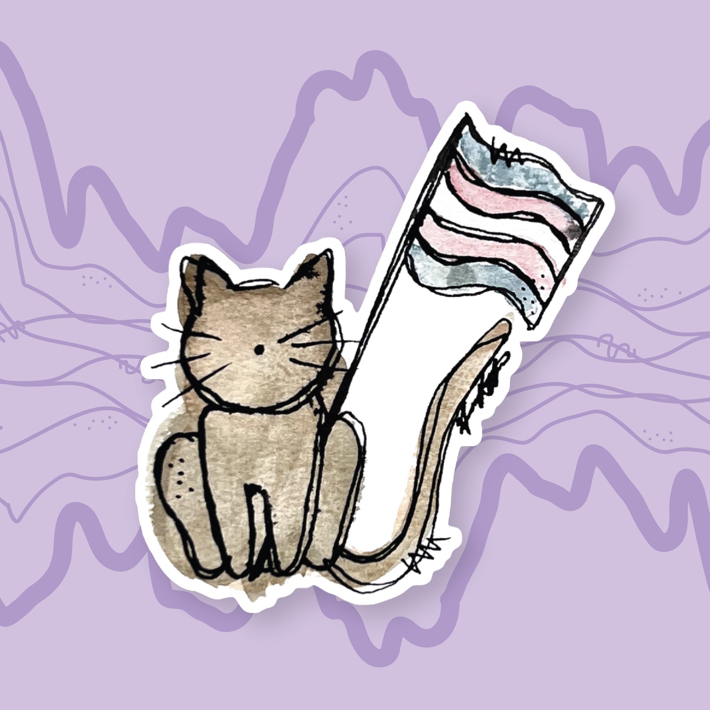 "Kitty with a Transgender Flag" Sticker