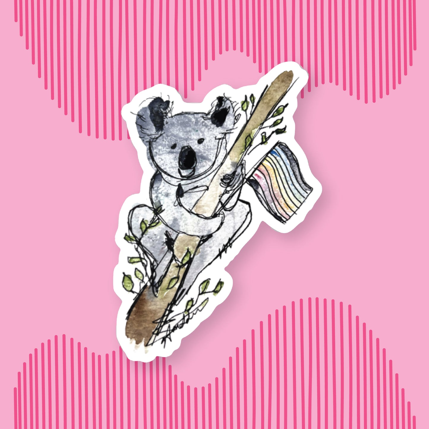 Koala with a Queer Flag Sticker
