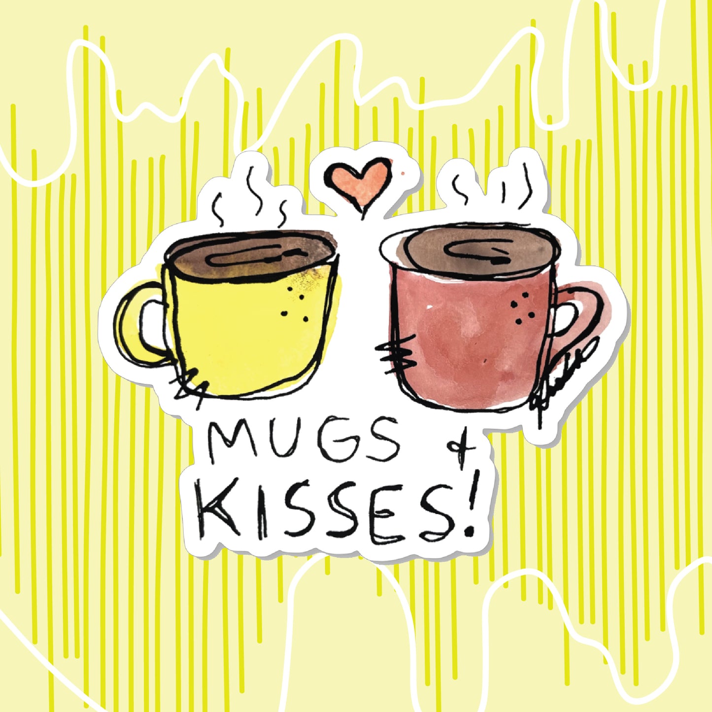 "Mugs and Kisses" Sticker