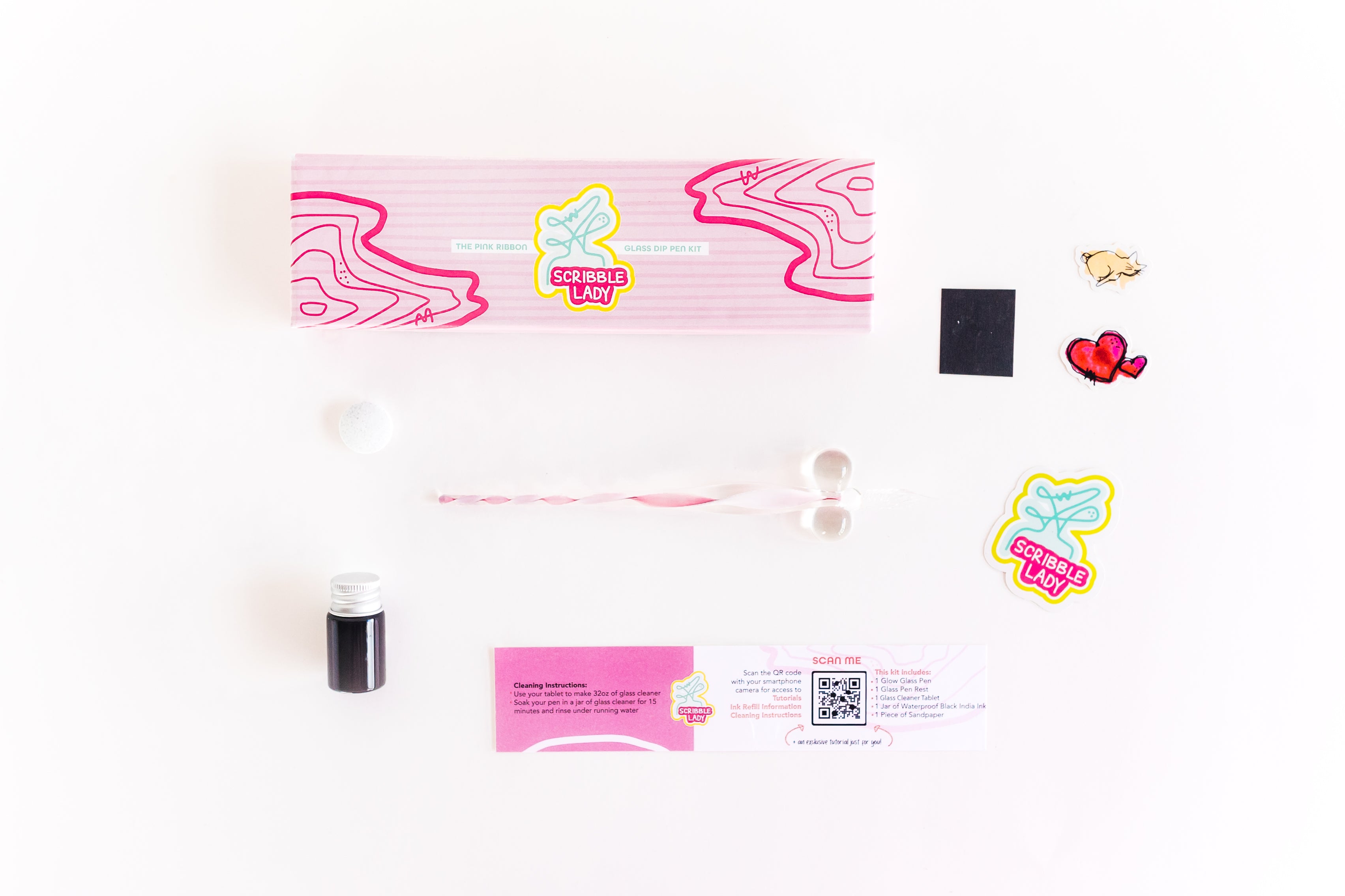 Pink Ribbon Glass Dip Pen Kit