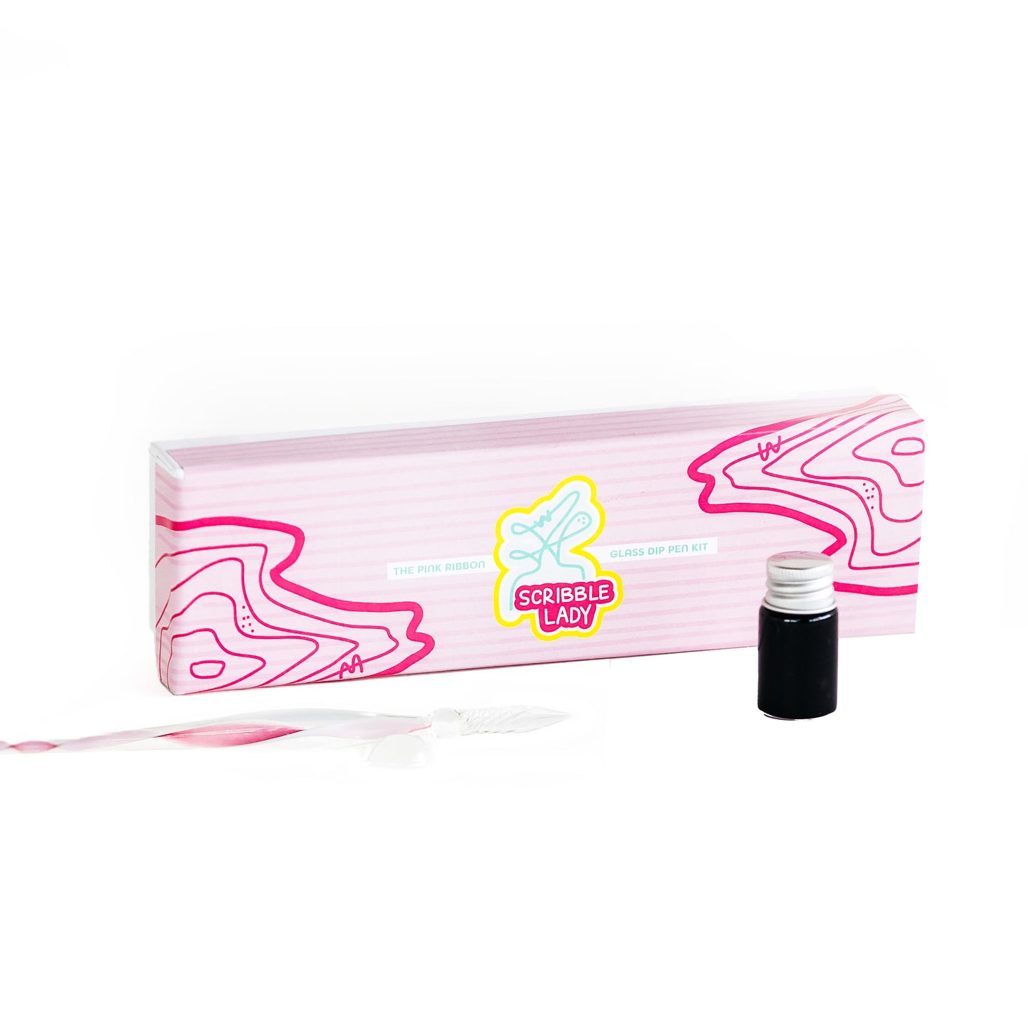 Pink Ribbon Glass Dip Pen Kit