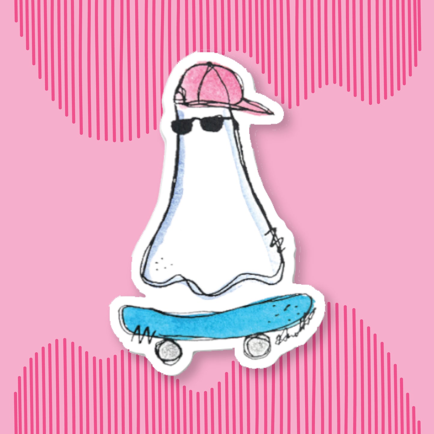 Skateboarding Ghost (Coastin' and Ghostin') Sticker