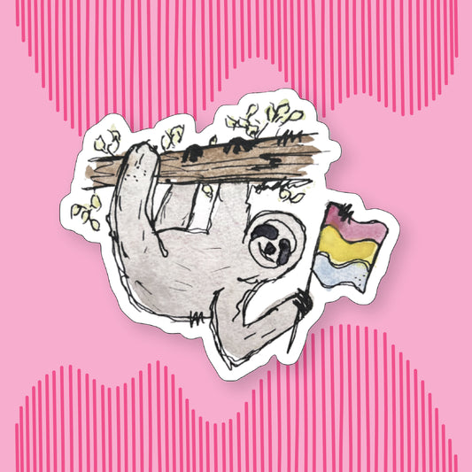 Sloth with a Pansexual Flag Sticker