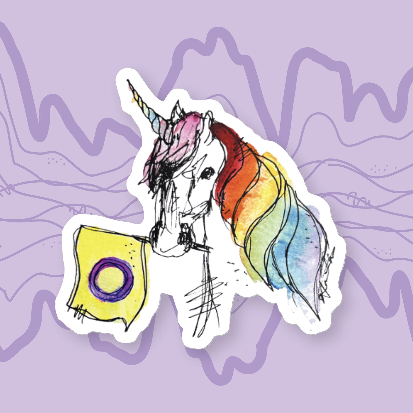 Unicorn with an Intersex Flag Sticker