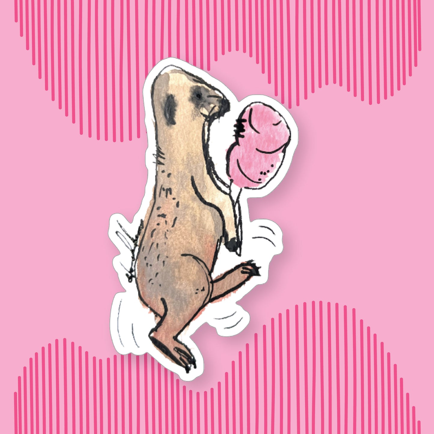 "Meerkat Skipping with Cotton Candy" Sticker