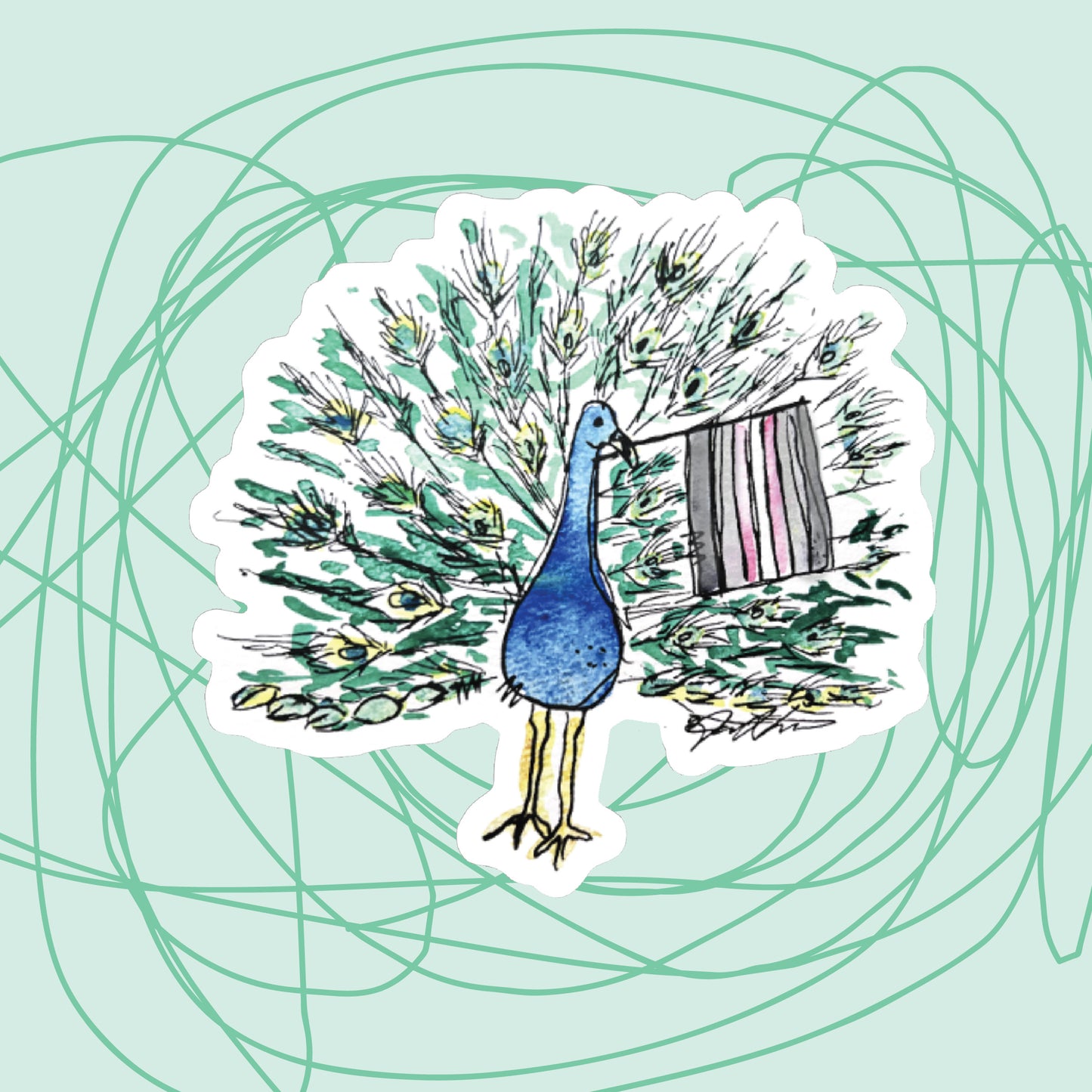 "Peacock with a Demi-Girl Flag" Sticker